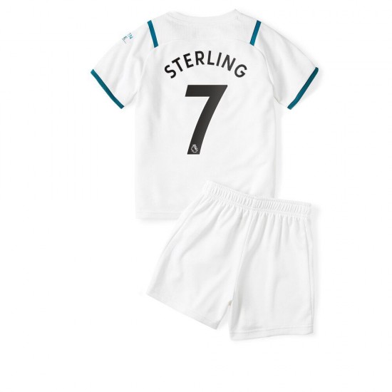 Camisola Manchester City Raheem Sterling 7 Criança Equipamento Segundo 2021-2022 Manga Curta
